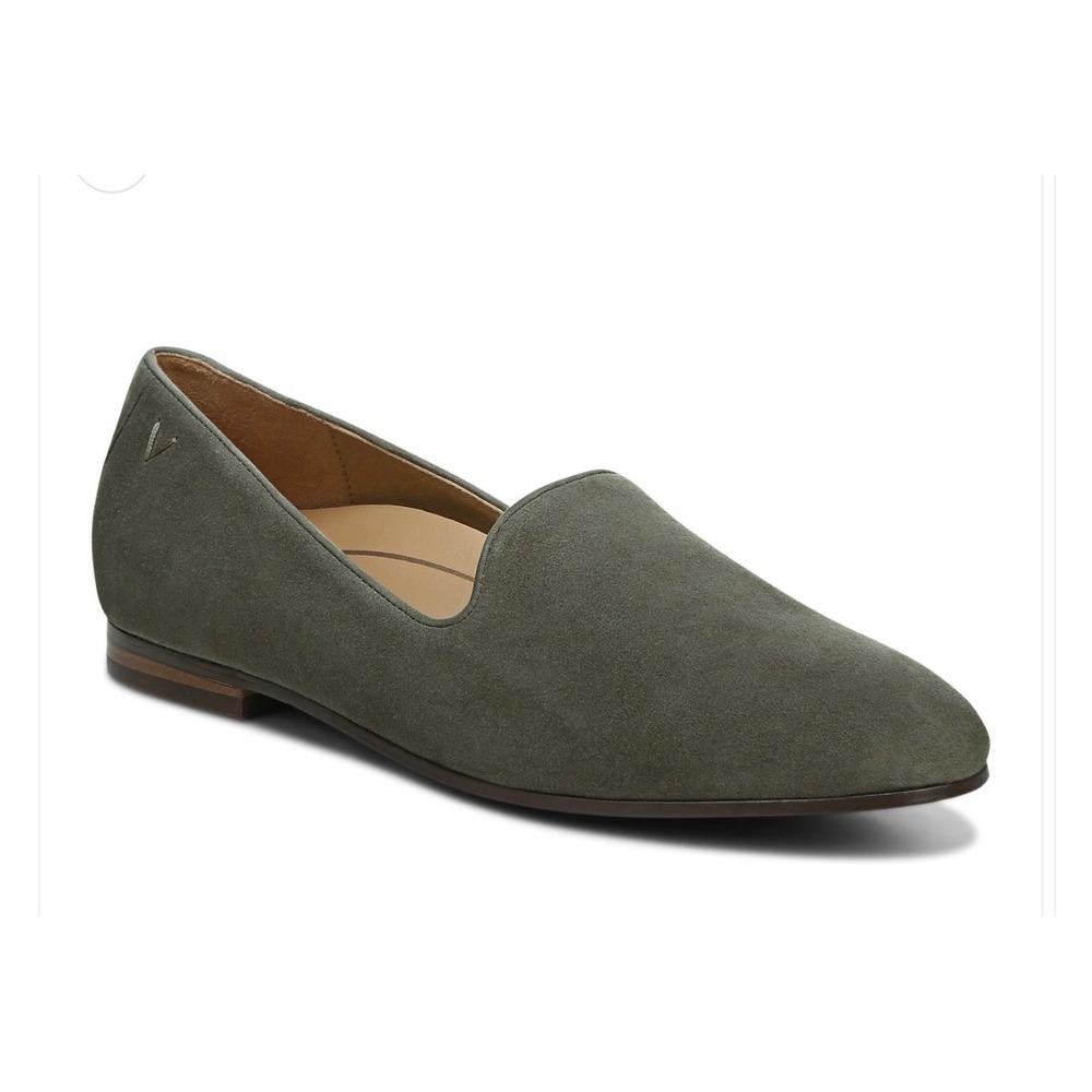 Vionic Willa Loafers Women Size 9 Olive Green Excellent Suede Smoking Flat